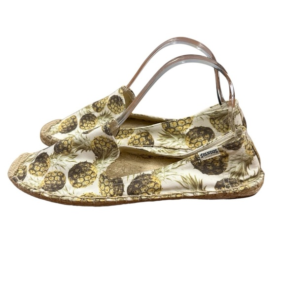 Soludos Pineapple Print Espadrille Flats with fabric upper woven heel 10 - Picture 4 of 11